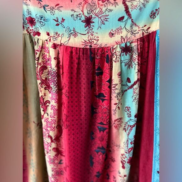 Y2K Sunset Patchwork Boho Skirt Festival Cottagecore Dream 100% Cotton Size 8 - Picture 3 of 9